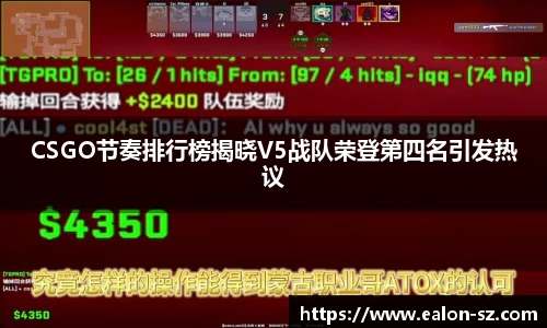 CSGO节奏排行榜揭晓V5战队荣登第四名引发热议